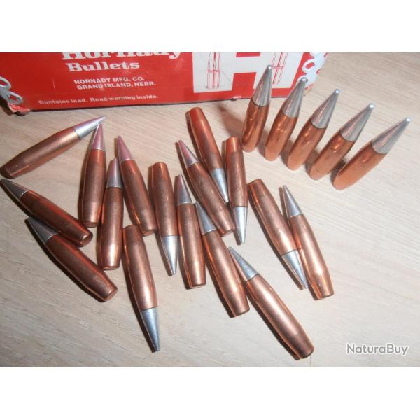 Rares 25 ogives HORNADY 162 grs A-MAX - 284- 7mm  - pour 7.08 rem, 7x64, 280 rem, 284 w.....