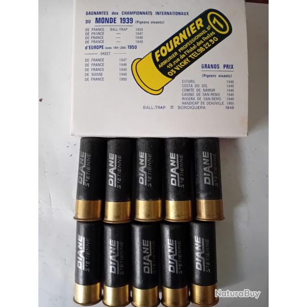 Bote de 10 belles cartouches anciennes  Diane St  TIENNE douilles cartons  cal 12