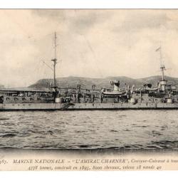 CPA - MARINE NATIONALE- " L'AMIRALE CHARNER " . Croiseur-Cuirasse a tourelles  N°3482