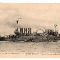 CPA - MARINE NATIONALE- " ERNEST -RENAN  " . Croiseur-Cuirasse  (13.680 tonnes )  N°3481