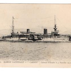 CPA - MARINE NATIONALE- " CARNOT  " Cuirasse d'Escadre  a 4 Tourelles 12.146 N°3489