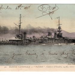 CPA - MARINE NATIONALE- " PATRIE " Cuirasse d'Escadre,14.865 tonne N°3462