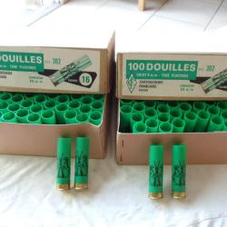2 Boîtes ancienne complète de 100 douilles plastique de la cartoucherie française en calibre 16.