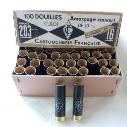 1 Boîte ancienne complète de 100 douilles carton de la cartoucherie française en calibre 16.