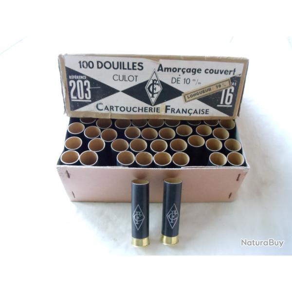 1 Bote ancienne complte de 100 douilles carton de la cartoucherie franaise en calibre 16.