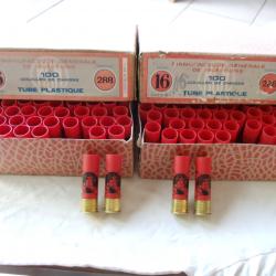 2 Boîtes ancienne complète de 100 douilles plastique de la M.G.M en calibre 16.