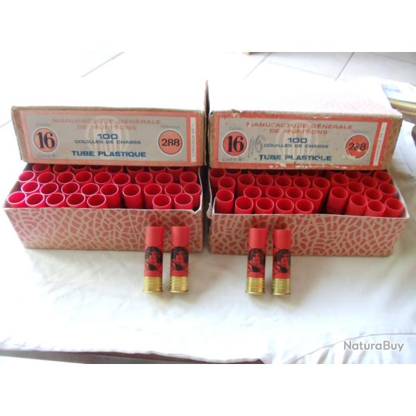 2 Botes ancienne complte de 100 douilles plastique de la M.G.M en calibre 16.