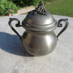 VINTAGE - Ancien sucrier/petit pot couvert en étain - FRANCE (XXé)