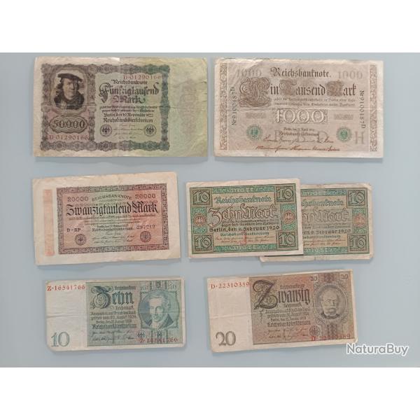 Billets Weimar Reichbanksnlte allemands annes 20