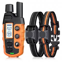 2x Colliers de Dressage Électrique Chien 5 à 55 kg 1000m - Étanche, Vibration, Bip Comportement Oran