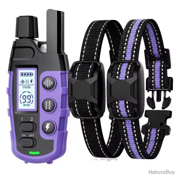 2x Colliers de Dressage lectrique Chien 5  55 kg 1000m - tanche, Vibration, Bip Comportement Vio