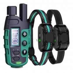 2x Colliers de Dressage Électrique Chien 5 à 55 kg 1000m - Étanche, Vibration, Bip Comportement Vert