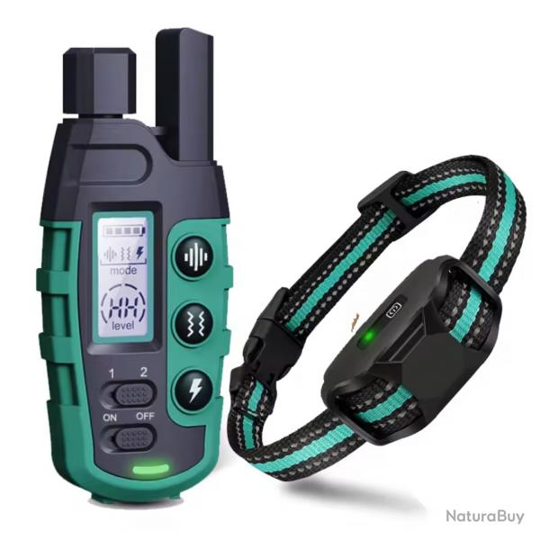 Colliers de Dressage lectrique Chien 5  55 kg 1000m - tanche, Vibration, Bip Comportement Vert