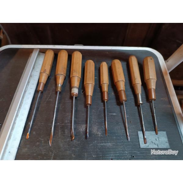 Lot outils de coupe sculpture de prcision ancien outils luthier