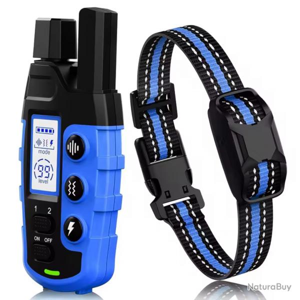 Colliers de Dressage lectrique Chien 5  55 kg 1000m - tanche, Vibration, Bip Comportement Bleu