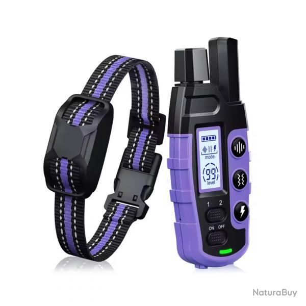 Colliers de Dressage lectrique Chien 5  55 kg 1000m - tanche, Vibration, Bip Comportement Violet