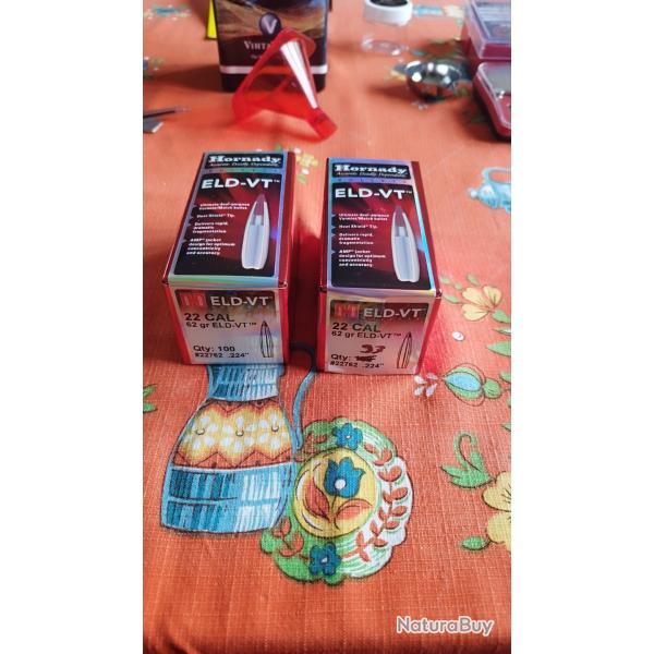 Ogives Hornady ELD-VT 62gr 0.224"