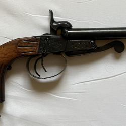 Vend pistolet à broches à canons juxtaposés de fabrication Belge