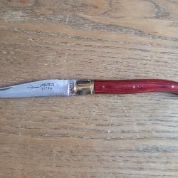 Couteau laguiole  signé  David avec étui cuir sur mesure.