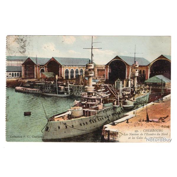 CPA - MARINE MILITAIRE -" CHERBOURG "- Les Navires de lEscadre du Nord et les Cales N3491