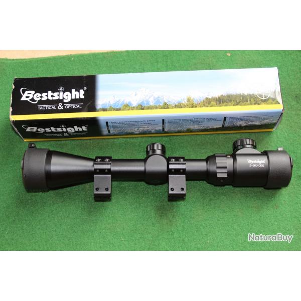 lunette 3-9x40EG avec son montage  colliers 25,4 pour rail de11m/m BESTSIGHT tactical/optical