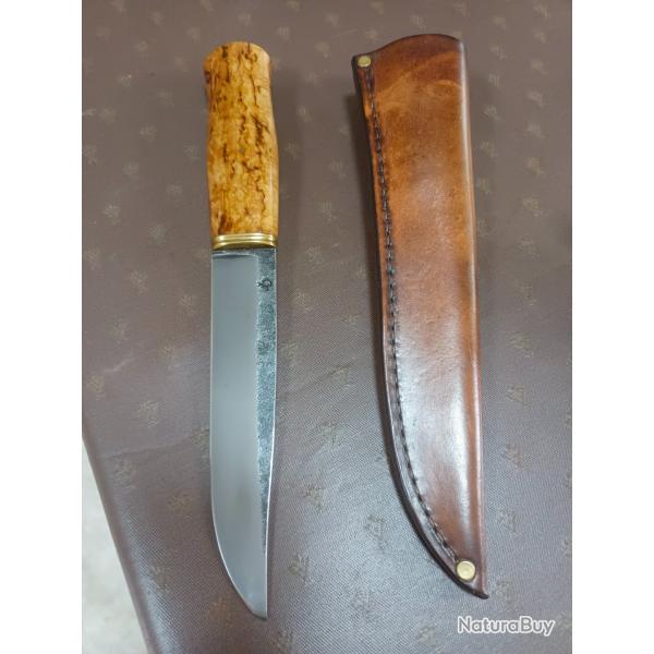 Couteau forg par Fred Charrire en acier 80 CRV 2 , manche en superbe loupe de frne