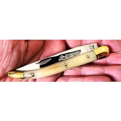 Couteau de Collection Laguiole GUY FAYET Pointe de Corne Blanche 20/11cm très Joli Couteau