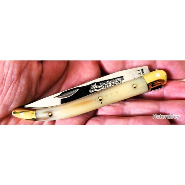 Couteau de Collection Laguiole GUY FAYET Pointe de Corne Blanche 20/11cm trs Joli Couteau