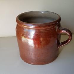POT EN GRES BRUN VERNISSE 1 ANSE SANS COUVERCLE