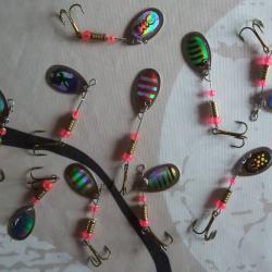 Lot de 10 cuillères taille N° 2 pour truites, perches, sandre, brochet ...