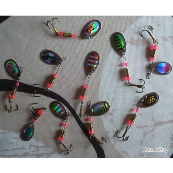 Lot de 10 cuillres taille N 2 pour truites, perches, sandre, brochet ...