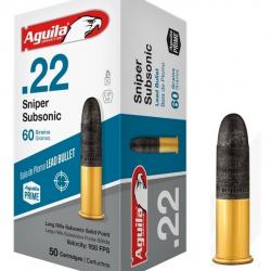 Munitions Balle AGUILA CAL.22 LR sniper subsonique 60gr par 50