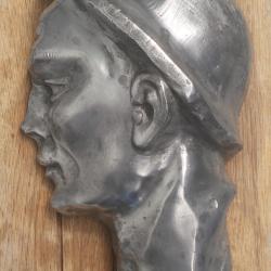 Tête de mineur de fond en plomb-école du XIXème dans le style Constentin MEUNIER-Mineur de fond