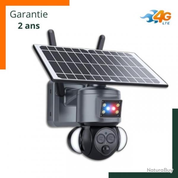 Camra 4G LTE Solaire Rotative Zoom x12 Alarme Flash LED - Livraison rapide - Garantie 2 ans