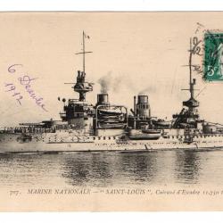 CPA - MARINE NATIONALE - " SAINT - LOUIS " Cuirasse d'Escadre 11,750 tonne N° 3089
