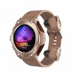 Montre Connectée + Écouteurs Bluetooth Appel Sport Étanche IP67 Écran HD 1.28" Autonomie 15J Marron