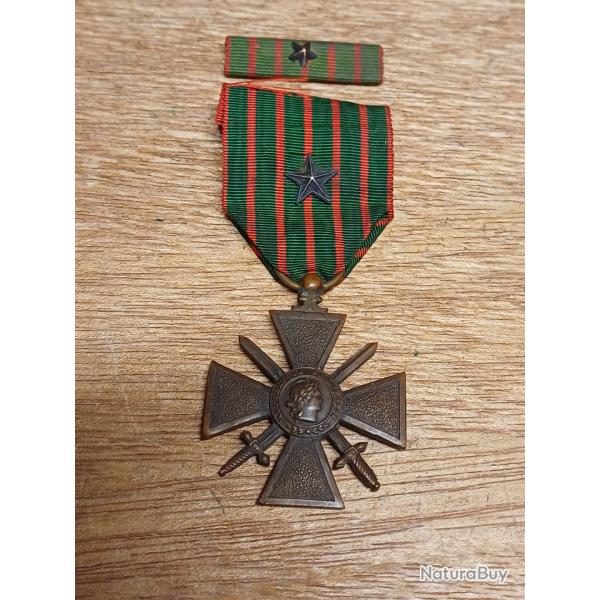 Mdaille militaire Croix de Guerre 1914-1918 avec citation et barrette de rappel