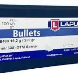 Ogive Lapua 338GB488 16.2g 125Gr HPBT Scenar 8.61/339 x100