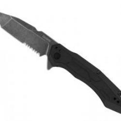 Couteau Kershaw ANALYST lame tanto semi-dentée acier 8Cr13MoV finition blackwash avec flipper