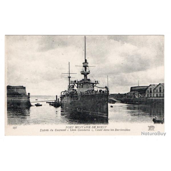 CPA - Marine Militaire Franaise - PORT MILITAIRE DE BREST Entre du Cuirasse  Lon Gambetta N3098