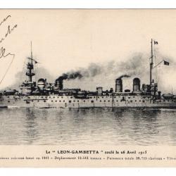 CPA - Marine Militaire  - Le "Léon Gambetta " Le Croiseur Cuirasse coule le 26 Avril 1915 -N°3505