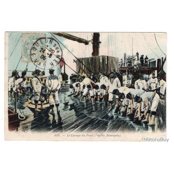 CPA - Marine Militaire - Le Lavage du pont d'aprs Bourgain -N3506
