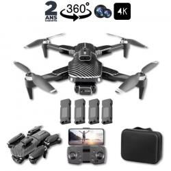 Drone 4K avec double caméra avec 4 batteries et détecteur d'obstacle à 360' - Livraison rapide