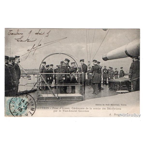 CPA - MARINE MILITAIRE -Le SUFFREN - Prise d'Armes. Crmonie de la remise des Dcoration  -N3523
