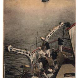CPA - MARINE MILITAIRE -SCÈNE DE BORD - Mouillage d'un Navire de Guerre  -N°3521