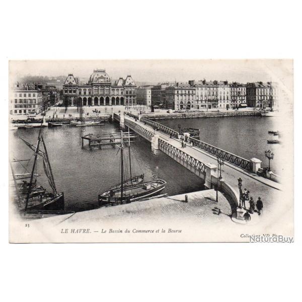 CPA - MARINE -LE HAVRE -Le Bassin du commerce et la Bourse -N3541