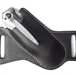 Pochette étui simili cuir pour grand couteau pliant - Noir