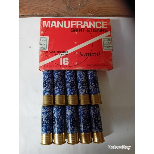 Bote de 10 belles cartouches anciennes cal 16 douilles cartons  mouchetes  bleues  MF