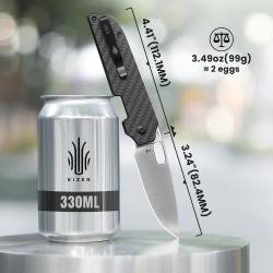 Couteau Kizer Varatas Lame Acier Nitro V Satin Manche G10 FCarbone Liner Lock KIV3637A2