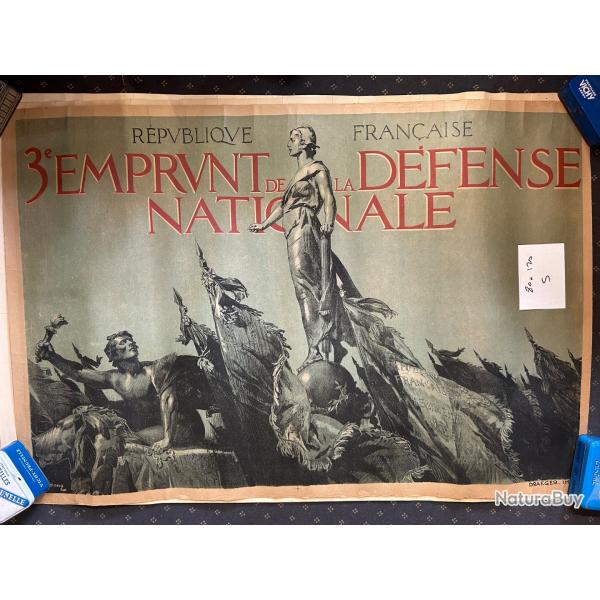 Affiche WW1 3em Emprunt Dfense Nationale 120 x 80